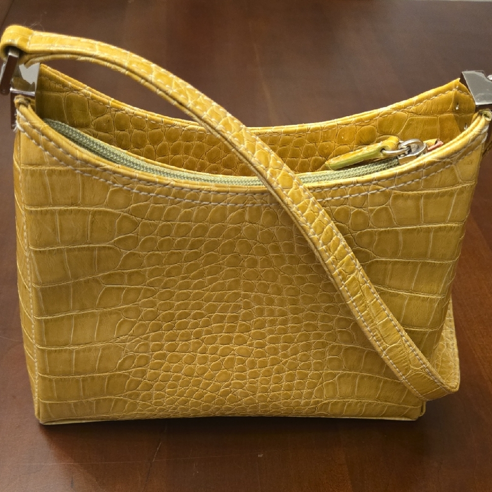 Yellow Crocodile-Embossed Women's Bag
